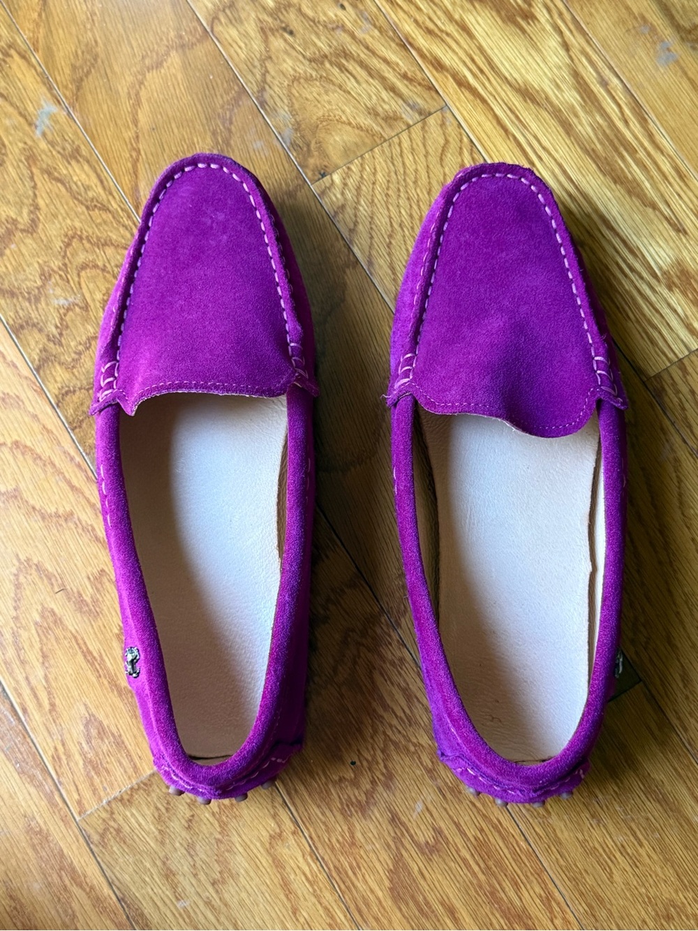 Women's Suede Moccasin Loafers in Vibrant Magenta